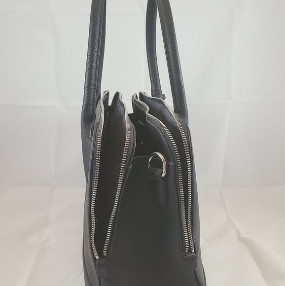 Navy blue leather satchel - Picture 3 of 6